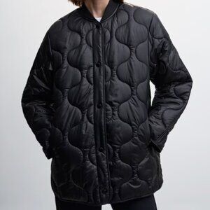 Mango Lightweight Quilted Anorak Jacket - Black - XS